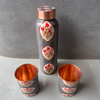 Designer Copper Bottle Set