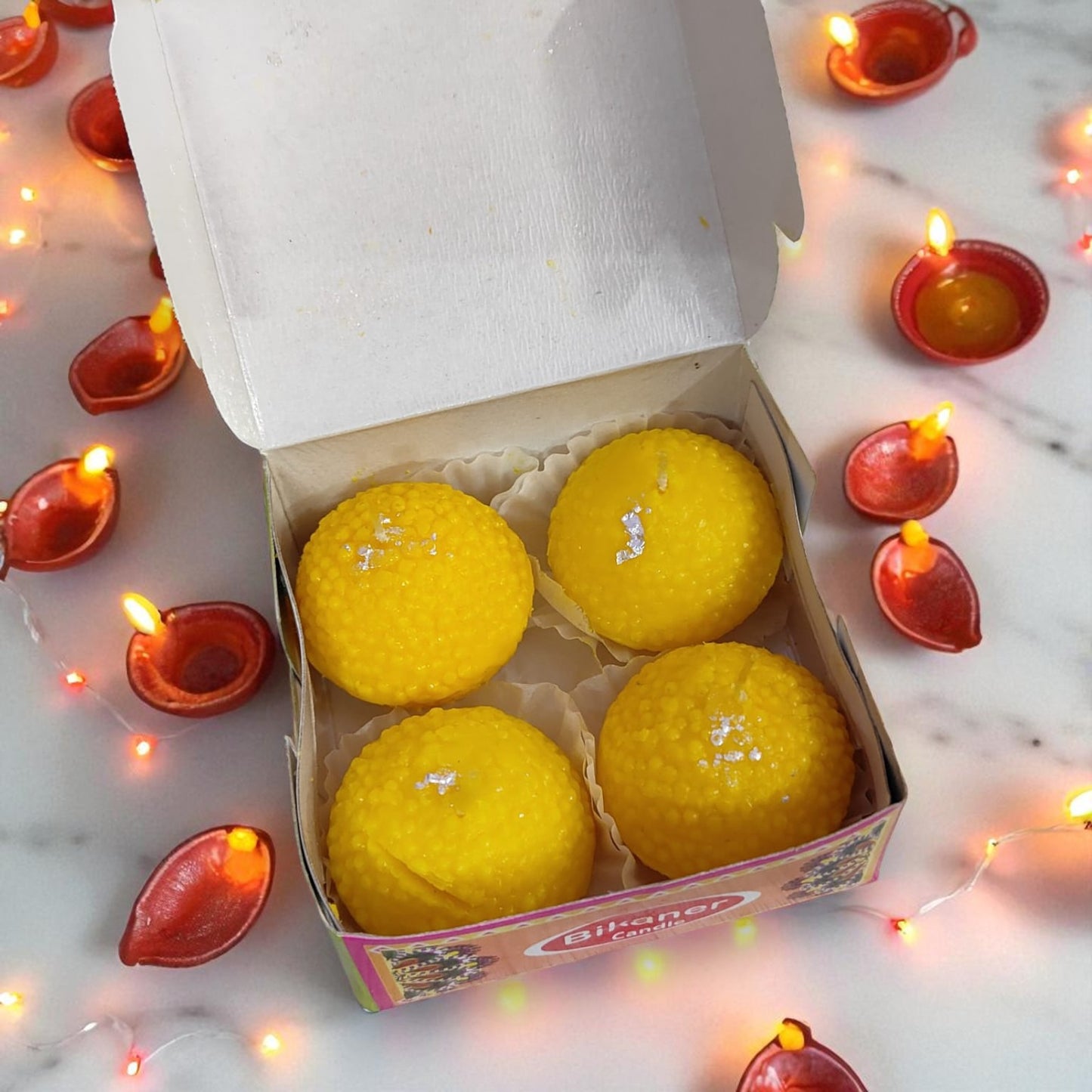 Festive Wax Laddoo & Modak Candle Set (Pack of 4)