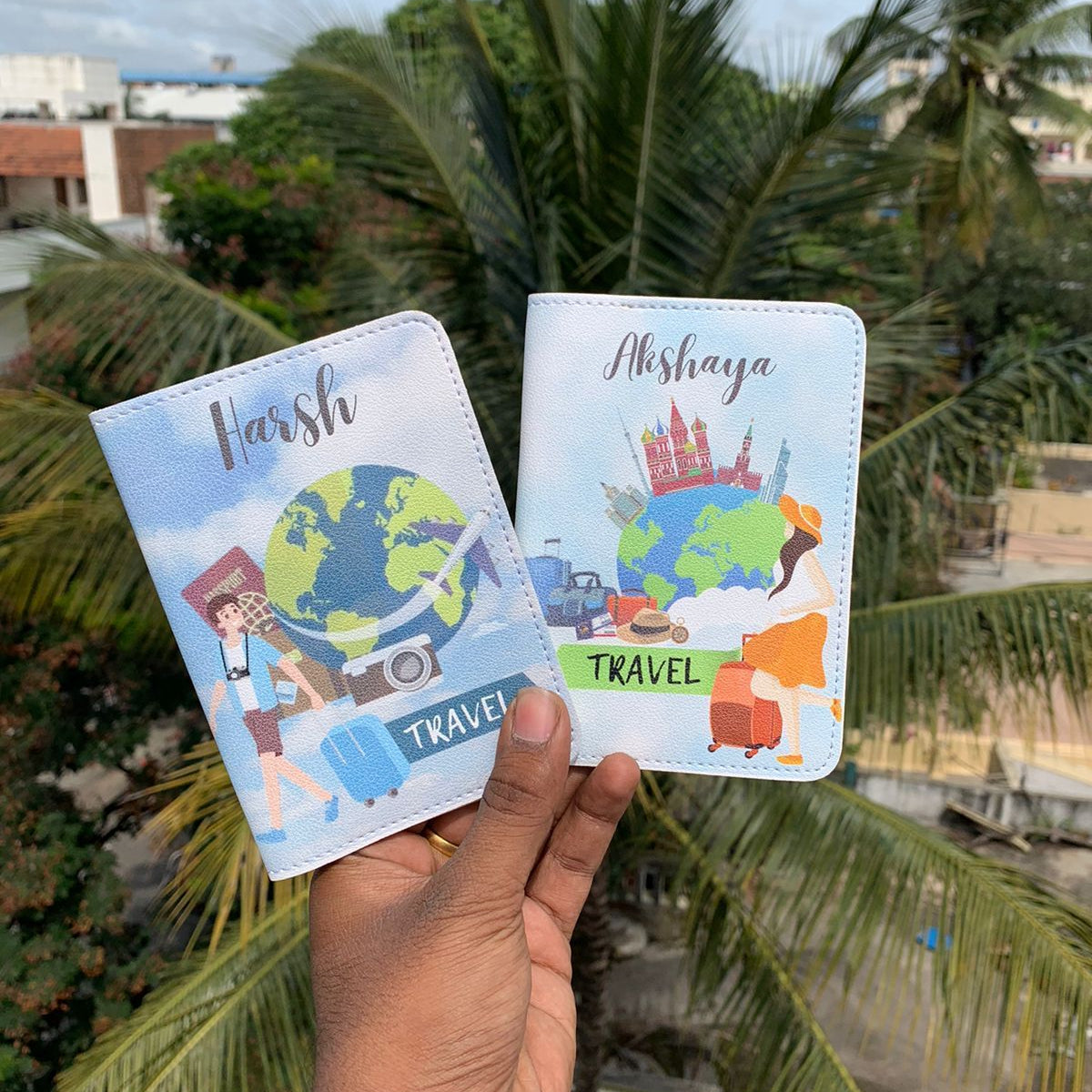 Personalized White Printed Passport Cover