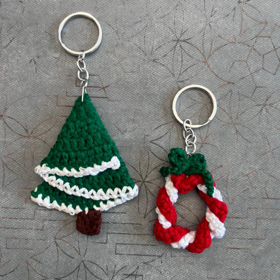 Christmas Special Handmade Crochet Keychain Set (Pack of 2)