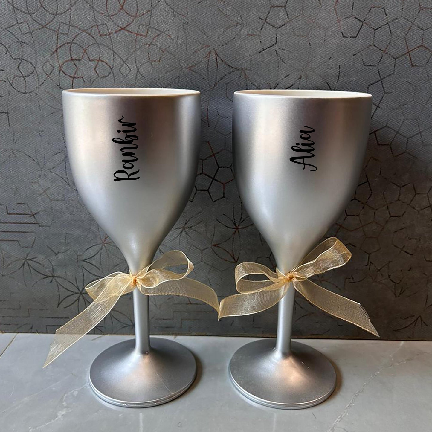 Personalized Non-Breakable Couple Wine Glasses (Set of 2)