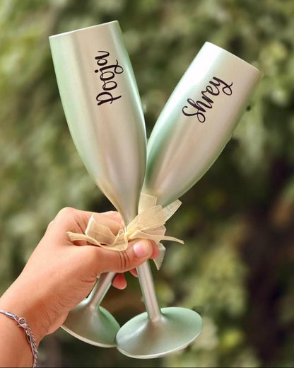 Personalized Non-Breakable Fluted Champagne Glasses (Set of 2)