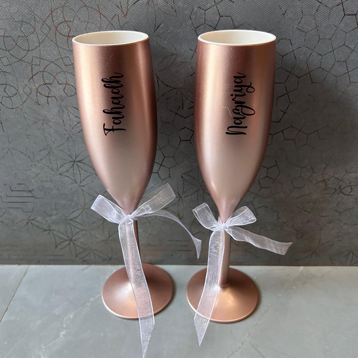 Personalized Non-Breakable Fluted Champagne Glasses (Set of 2)