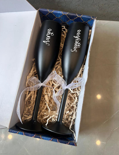 Personalized Non-Breakable Fluted Champagne Glasses (Set of 2)