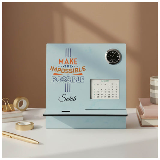 Personalized MDF Mobile Stand with Clock & Calendar