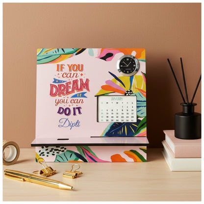 Personalized MDF Mobile Stand with Clock & Calendar