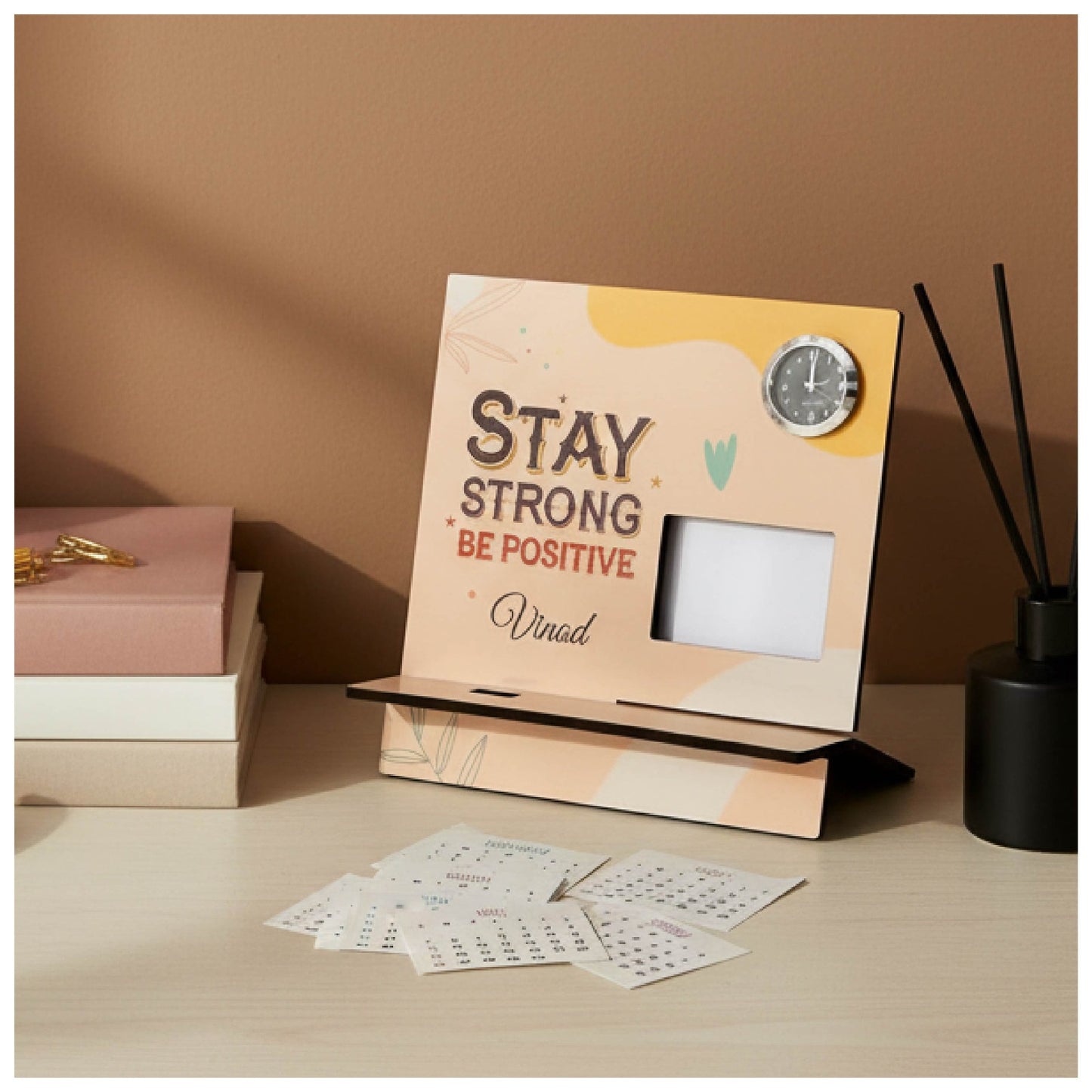 Personalized MDF Mobile Stand with Clock & Calendar
