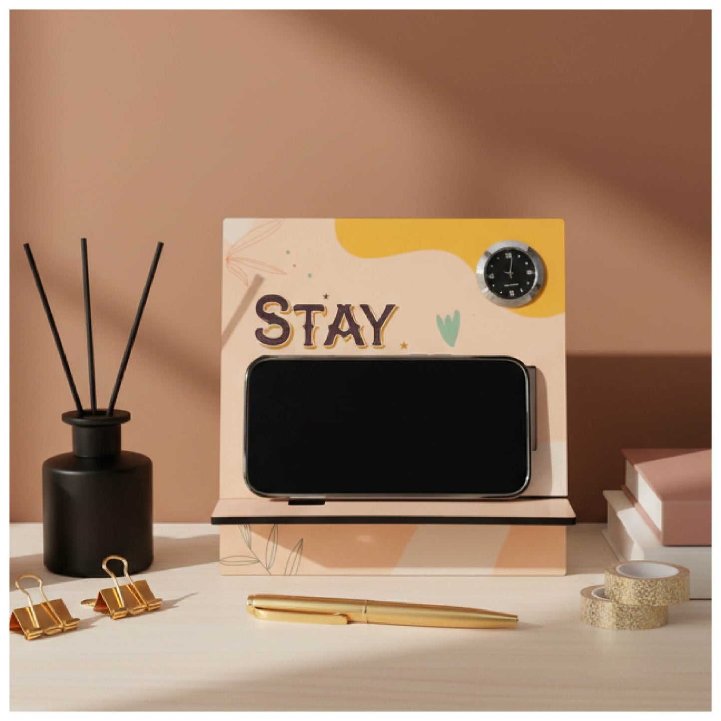 Personalized MDF Mobile Stand with Clock & Calendar