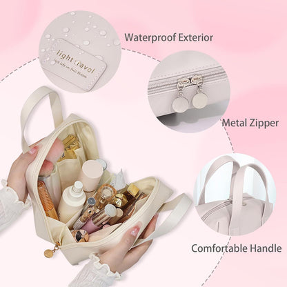 Personalized Minimalist Leather Travel Makeup Bag