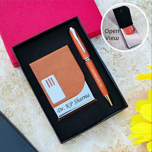 Personalized Card Holder & Pen Combo