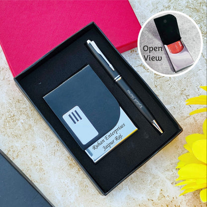 Personalized Card Holder & Pen Combo