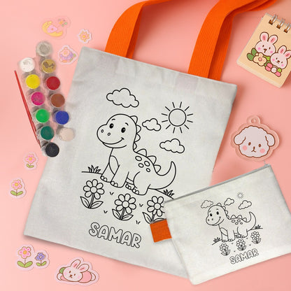 Kids DIY Coloring Tote Bag & Pouch Combo