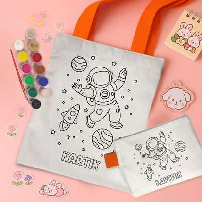 Kids DIY Coloring Tote Bag & Pouch Combo