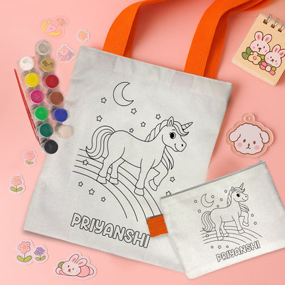 Kids DIY Coloring Tote Bag & Pouch Combo