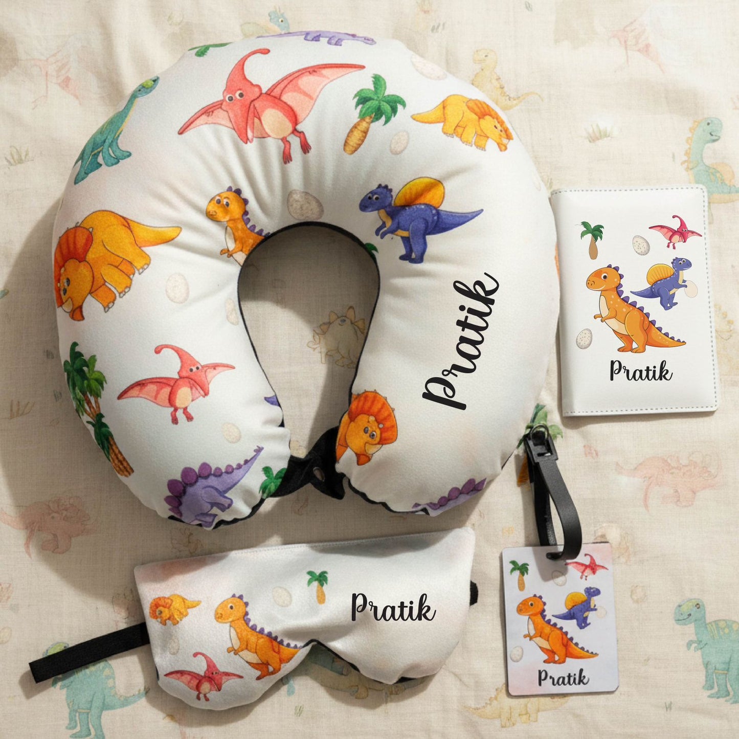 Personalised Kids Travel Neck Pillow Set