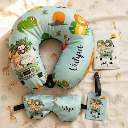 Personalised Kids Travel Neck Pillow Set