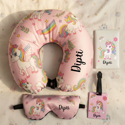 Personalised Kids Travel Neck Pillow Set