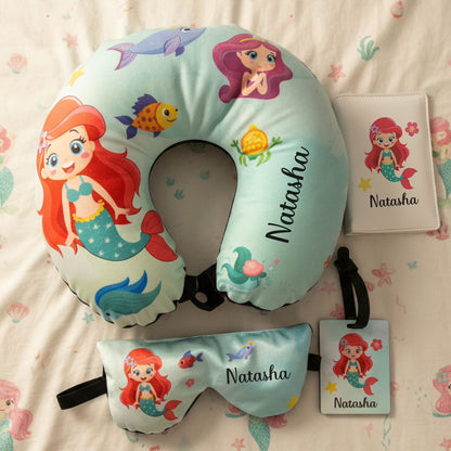 Personalised Kids Travel Neck Pillow Set