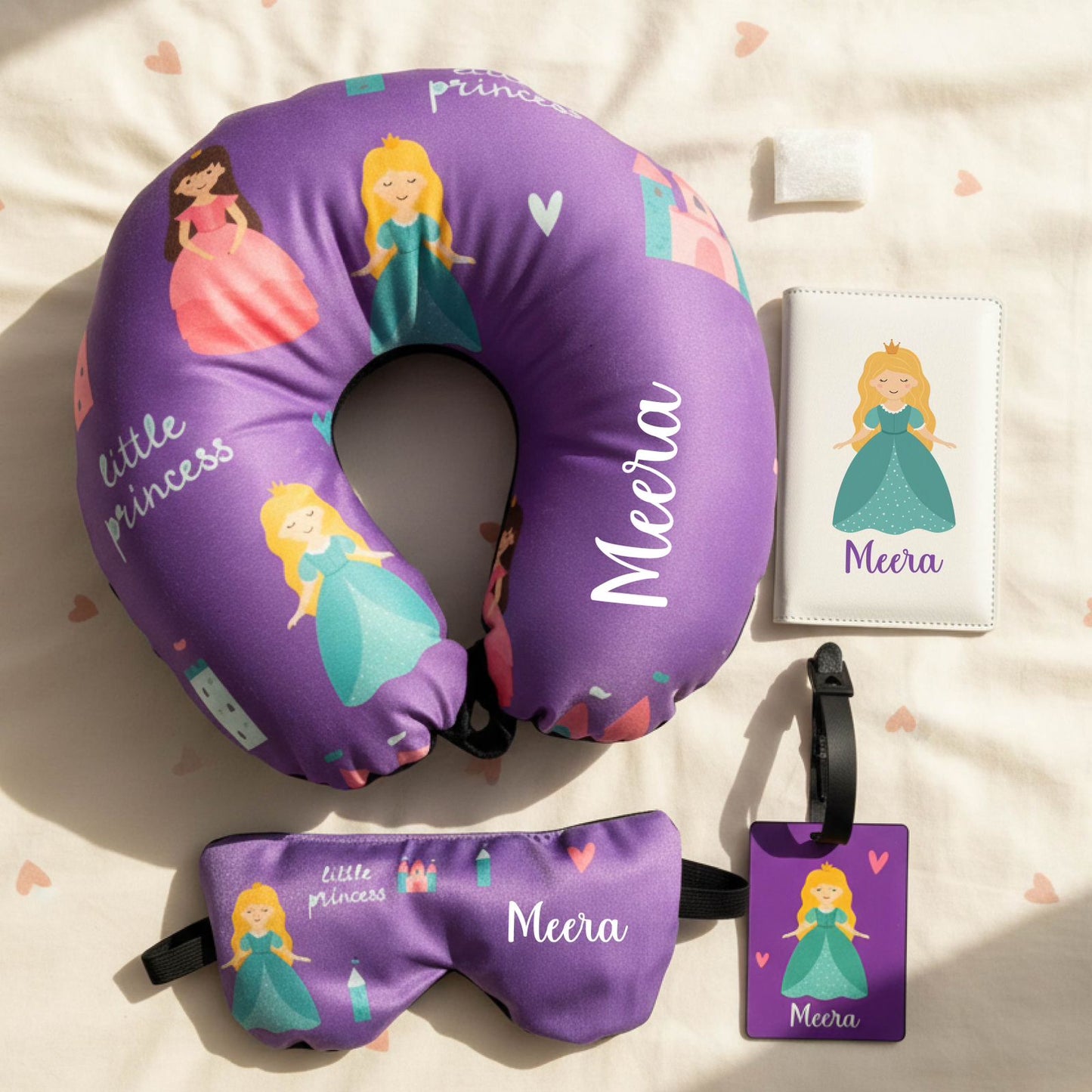 Personalised Kids Travel Neck Pillow Set