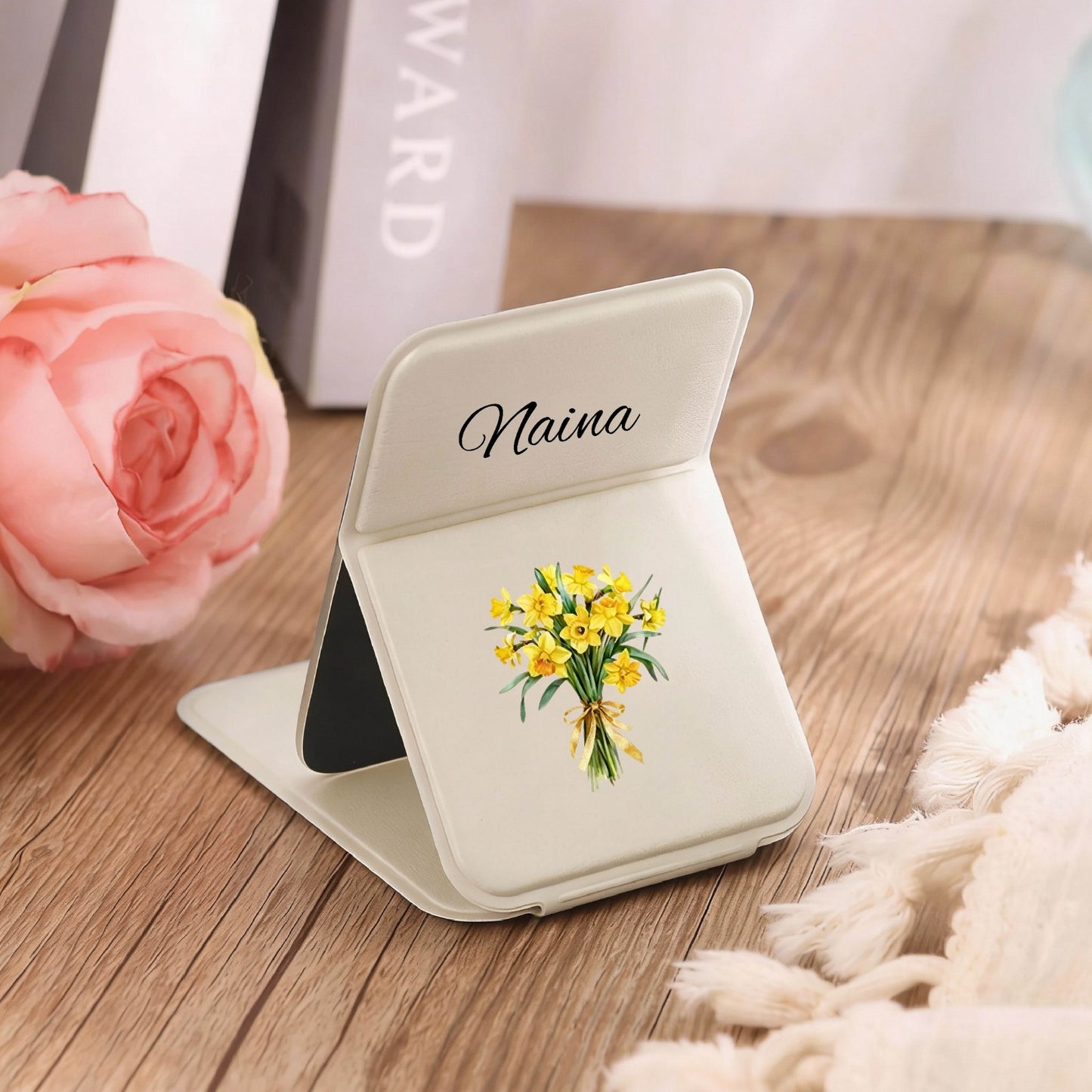 Personalized Leather Pocket Makeup Mirror