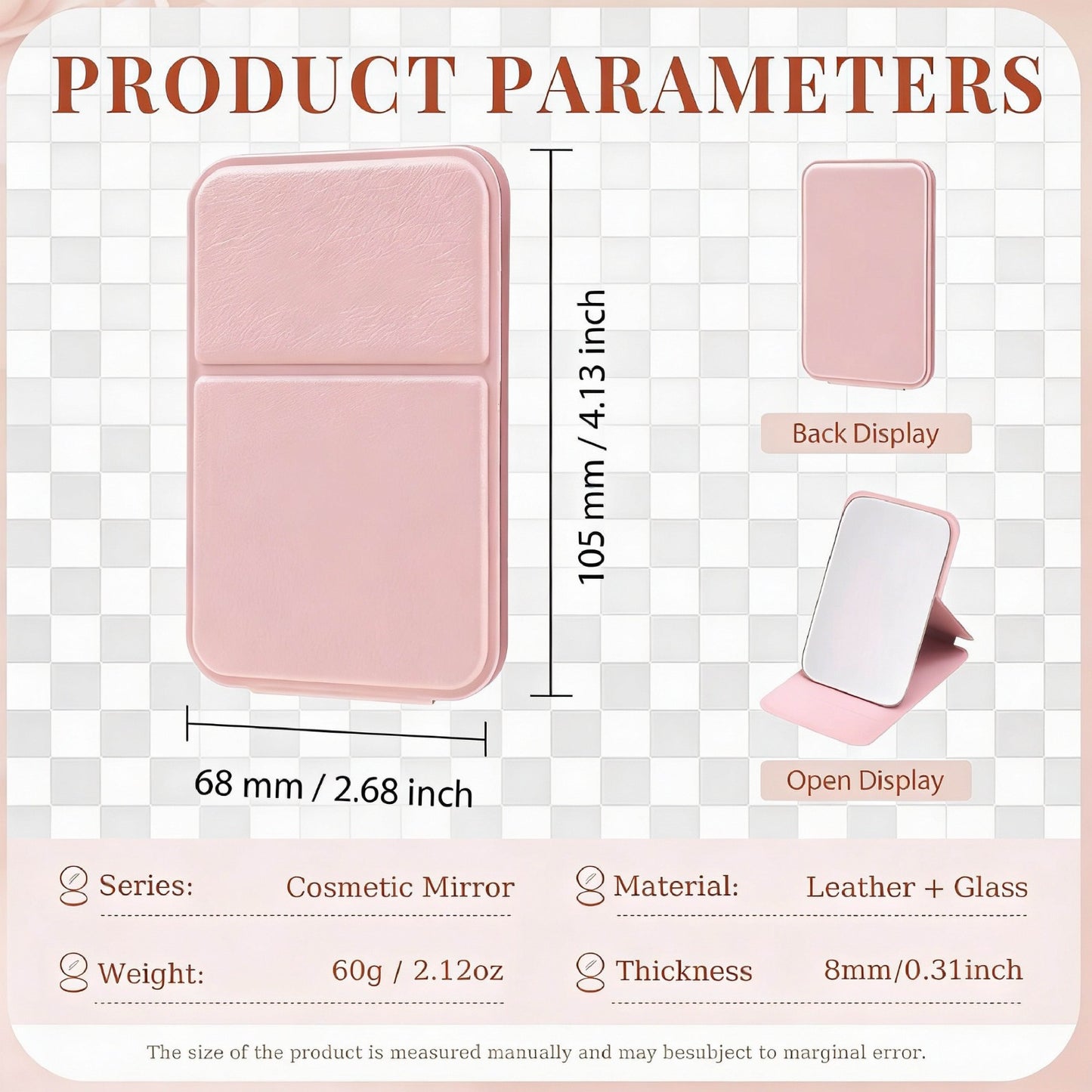 Personalized Leather Pocket Makeup Mirror