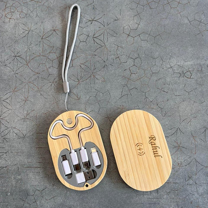 Personalized Bamboo Cable Kit & Wireless Charger