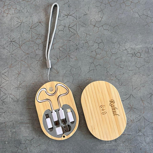 Personalized Bamboo Cable Kit & Wireless Charger