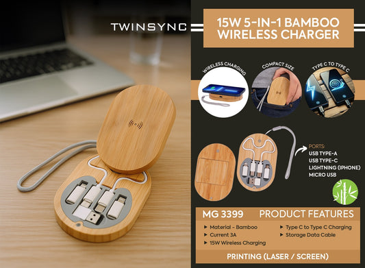 Personalized Bamboo Cable Kit & Wireless Charger