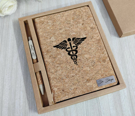 Personalized Cork Diary & Wooden Pen Set