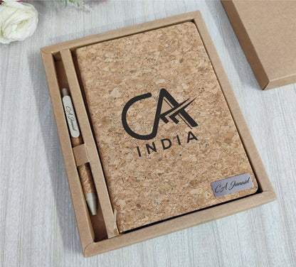 Personalized Cork Diary & Wooden Pen Set
