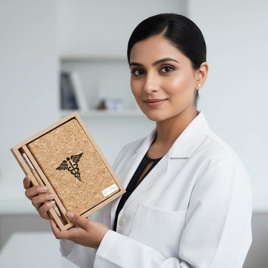 Personalized Cork Diary & Wooden Pen Set