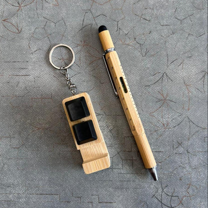 Personalized Bamboo Tool Pen & Keychain Set