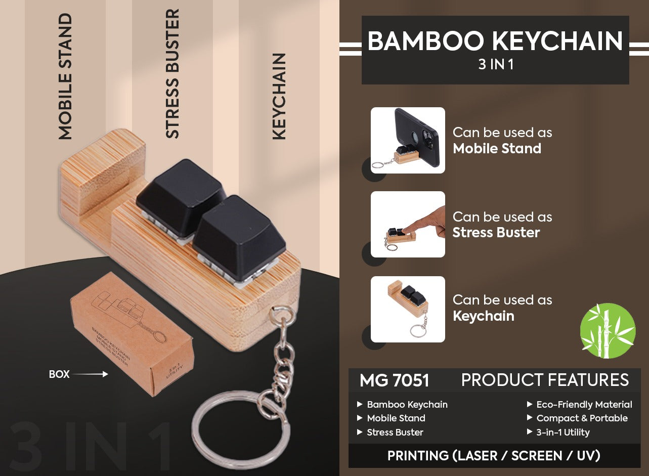 Personalized Bamboo Tool Pen & Keychain Set