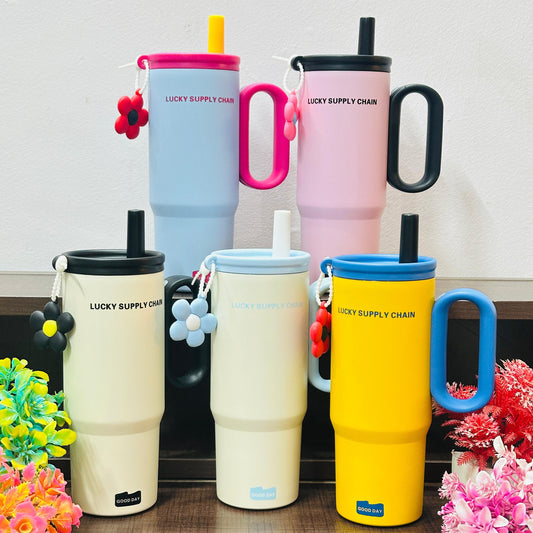 Premium Insulated Stainless Steel Tumbler with Flower Charm