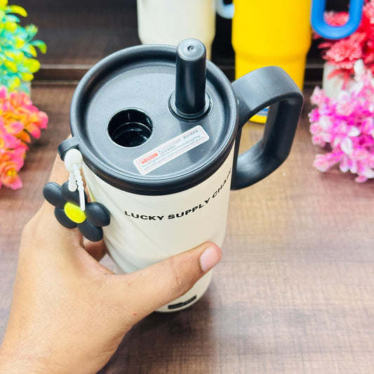 Premium Insulated Stainless Steel Tumbler with Flower Charm
