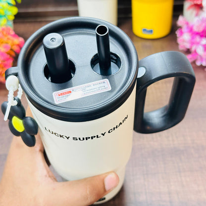 Premium Insulated Stainless Steel Tumbler with Flower Charm