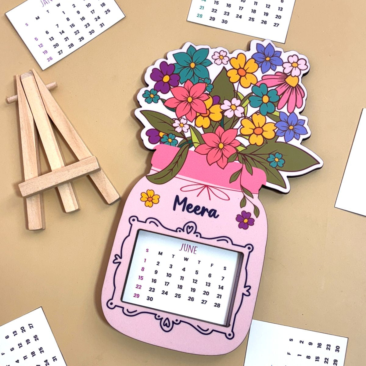 Personalized MDF Desk Calendar with Wooden Stand