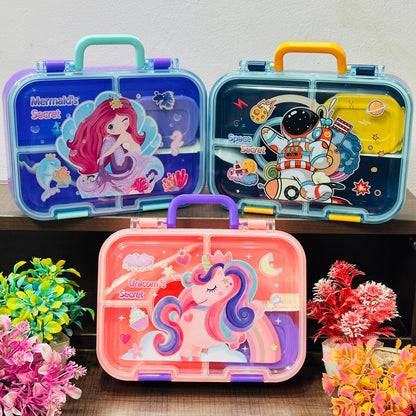 Premium 5-Grid Leak-Proof Lunch Box with Steel Dabbi & Handle