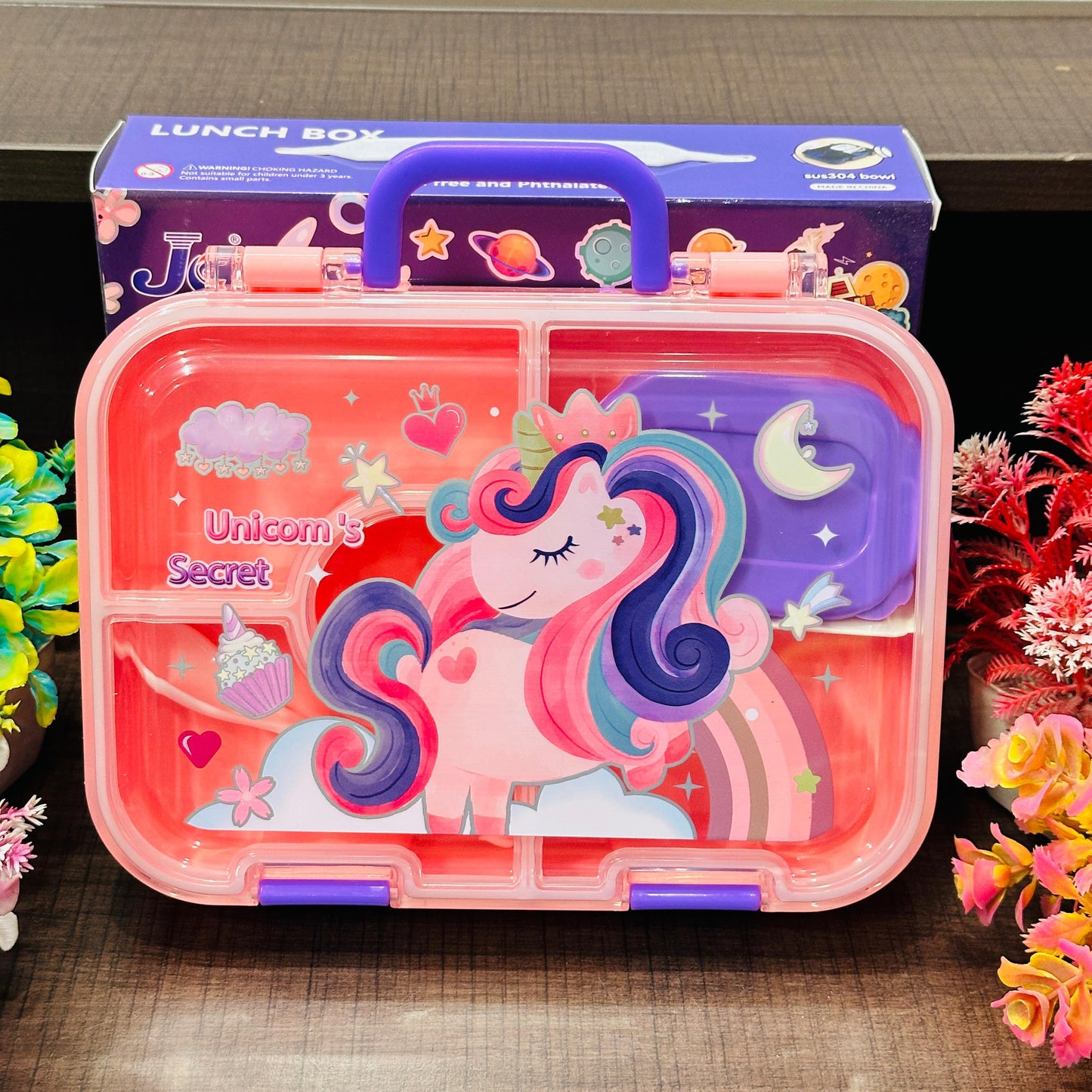 Premium 5-Grid Leak-Proof Lunch Box with Steel Dabbi & Handle
