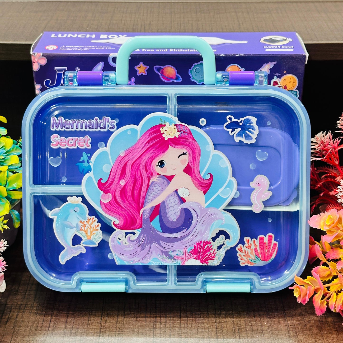 Premium 5-Grid Leak-Proof Lunch Box with Steel Dabbi & Handle