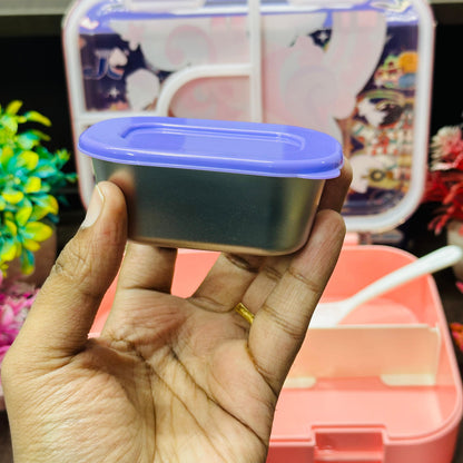 Premium 5-Grid Leak-Proof Lunch Box with Steel Dabbi & Handle
