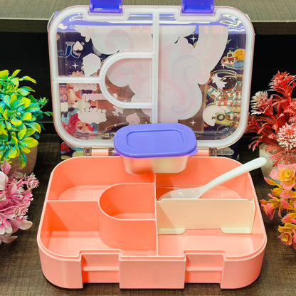 Premium 5-Grid Leak-Proof Lunch Box with Steel Dabbi & Handle