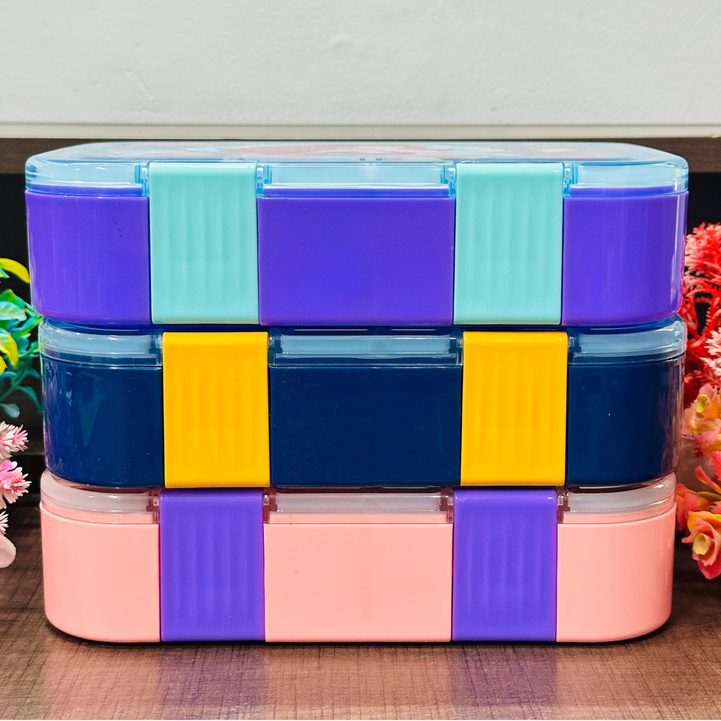 Premium 5-Grid Leak-Proof Lunch Box with Steel Dabbi & Handle