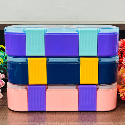 Premium 5-Grid Leak-Proof Lunch Box with Steel Dabbi & Handle