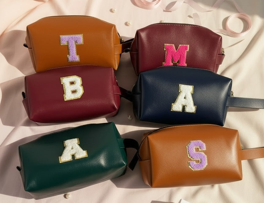 Personalized Unisex Initial PU Travel Pouch