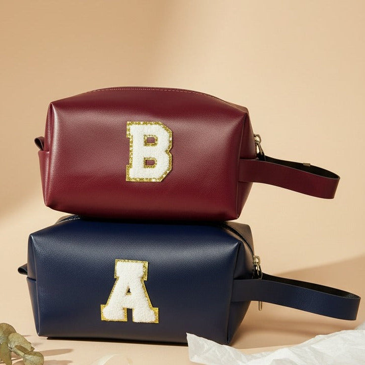 Personalized Unisex Initial PU Travel Pouch