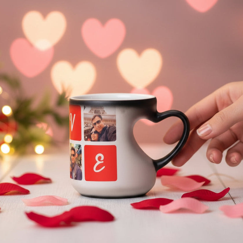 Personalized Magic Mug With Heart Shape Handle