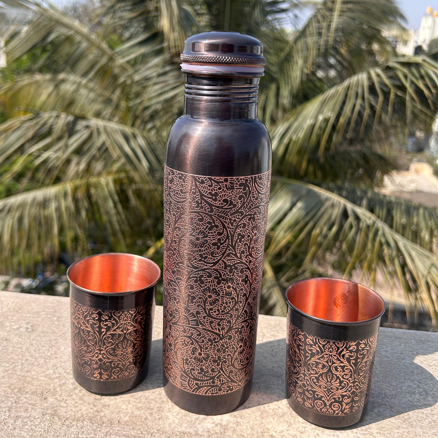 Designer Copper Bottle Set