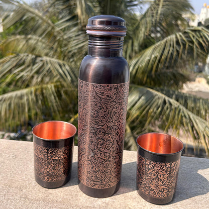 Designer Copper Bottle Set