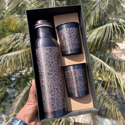 Designer Copper Bottle Set